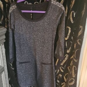 Elegant Black Dress with Embellished Shoulders